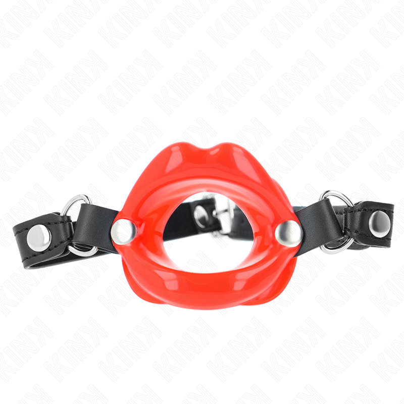 KINK - LIP 8 CM GAG WITH RED LEATHERETTE STRAP 63 x 2 CM ADJUSTABLE 39-58 CM - NOCTURNA DESIRES
