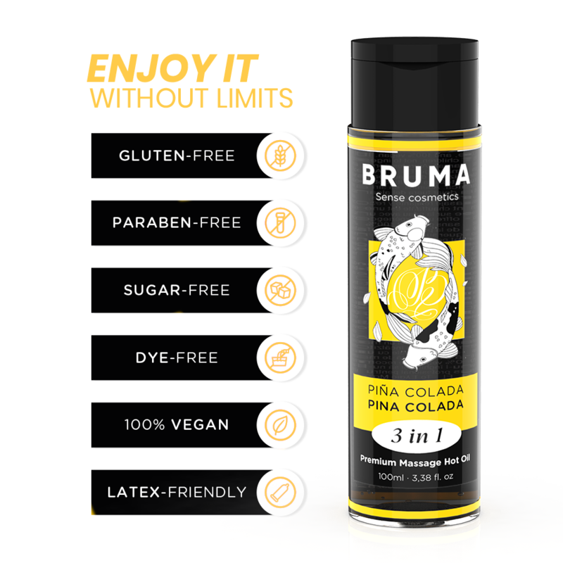 BRUMA - PREMIUM MASSAGE HOT OIL PINA COLADA 3 IN 1 - 100 ML - NOCTURNA DESIRES