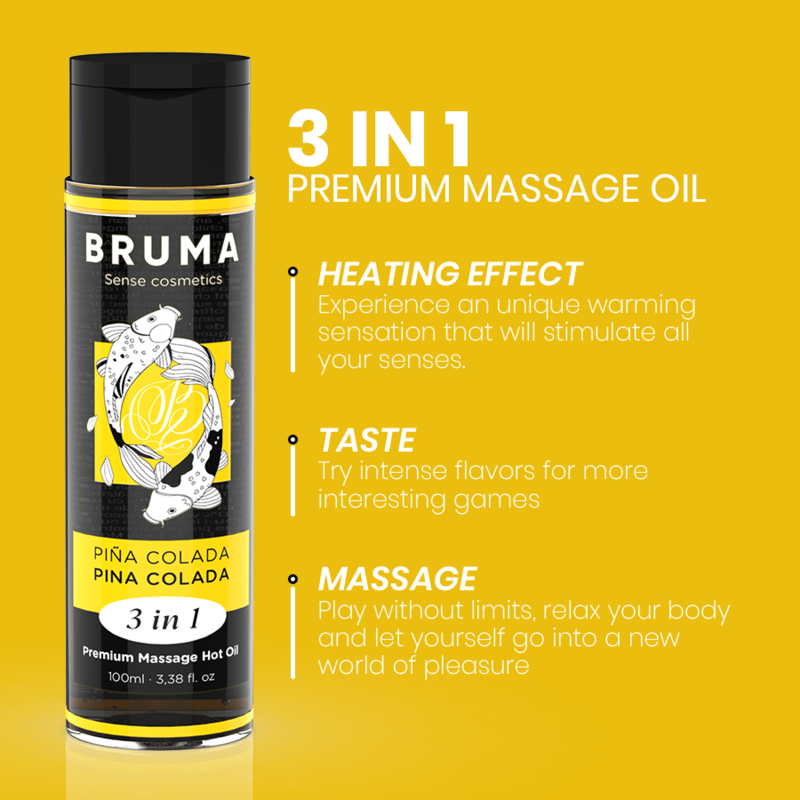 BRUMA - PREMIUM MASSAGE HOT OIL PINA COLADA 3 IN 1 - 100 ML - NOCTURNA DESIRES