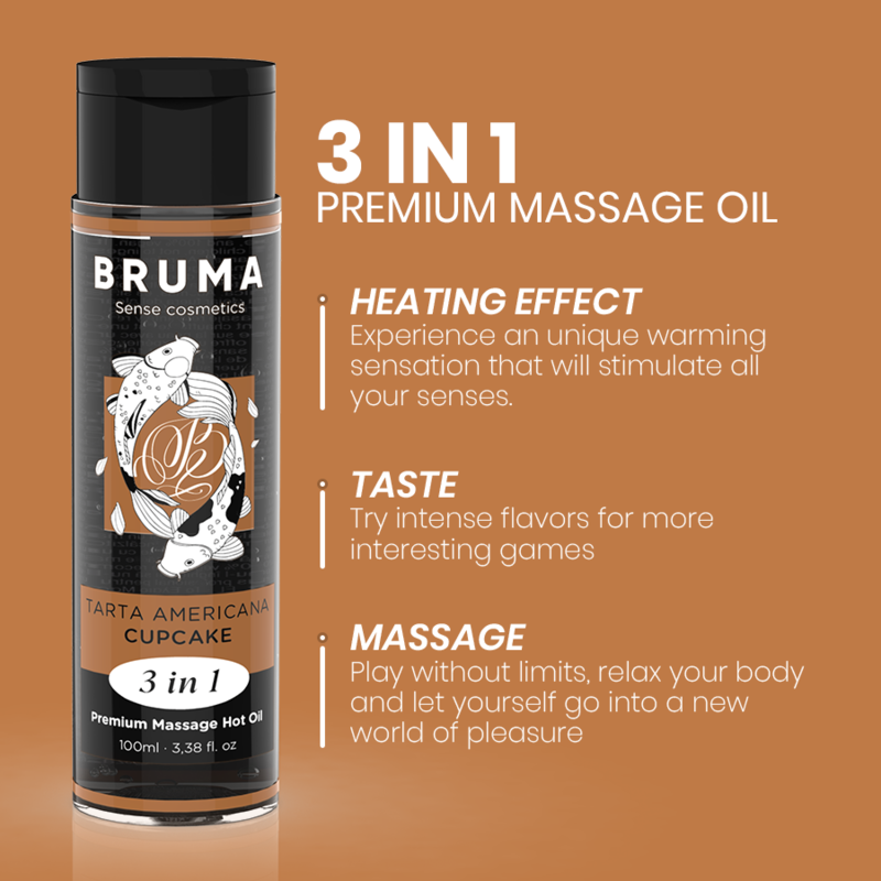 BRUMA - PREMIUM MASSAGE HOT OIL CUPCAKE 3 IN 1 - 100 ML - NOCTURNA DESIRES