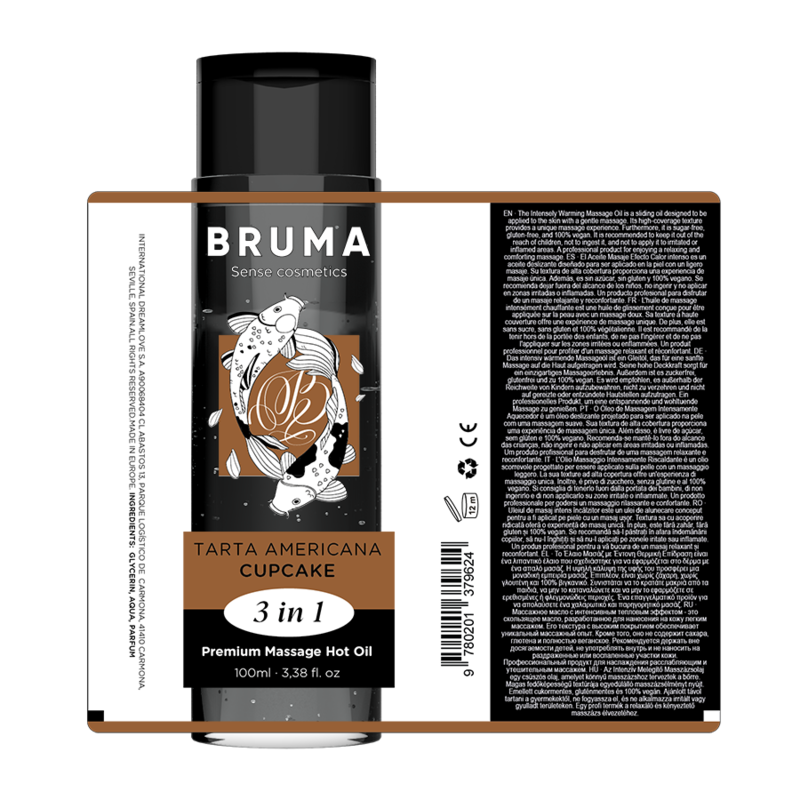 BRUMA - PREMIUM MASSAGE HOT OIL CUPCAKE 3 IN 1 - 100 ML - NOCTURNA DESIRES