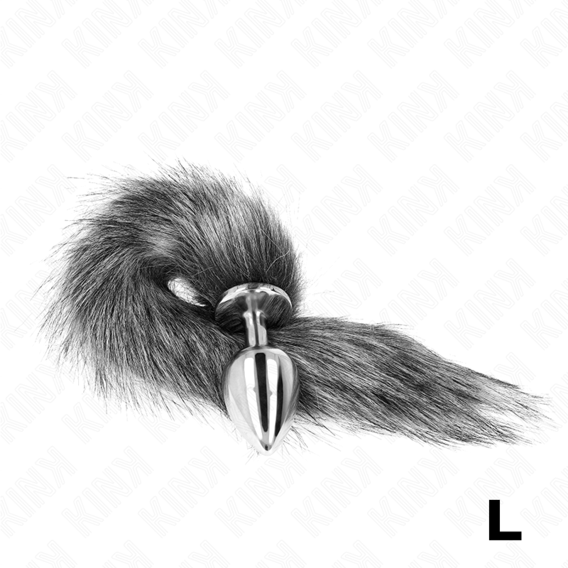 KINK - ANAL PLUG SIZE L 10 X 4 CM WITH SYNTHETIC TAIL 40 CM GREY - NOCTURNA DESIRES