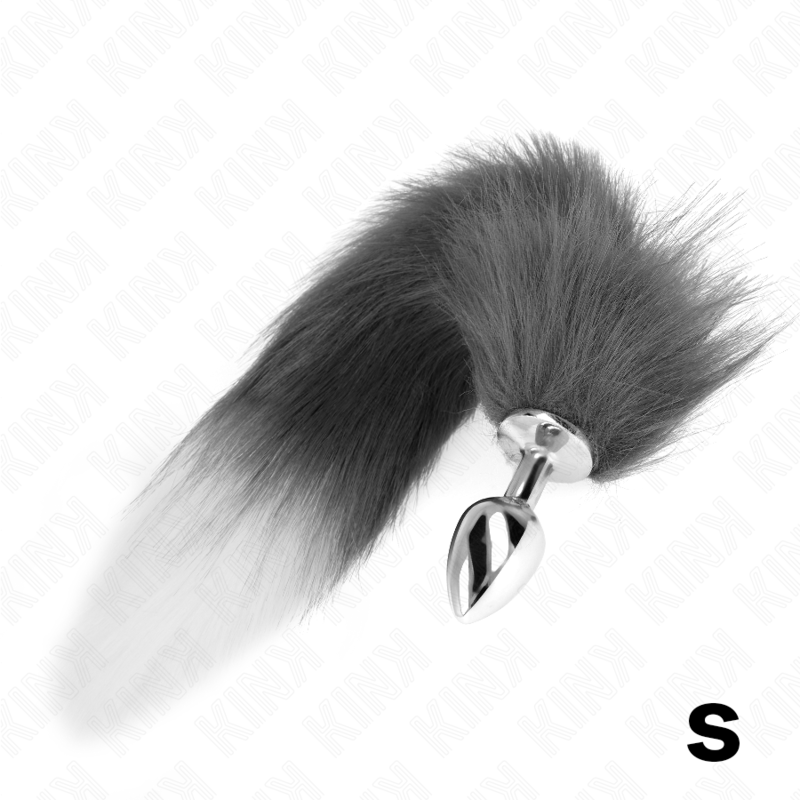 KINK - ANAL PLUG SIZE S 7 X 3 CM WITH SYNTHETIC TAIL 40 CM GREY AND WHITE - NOCTURNA DESIRES