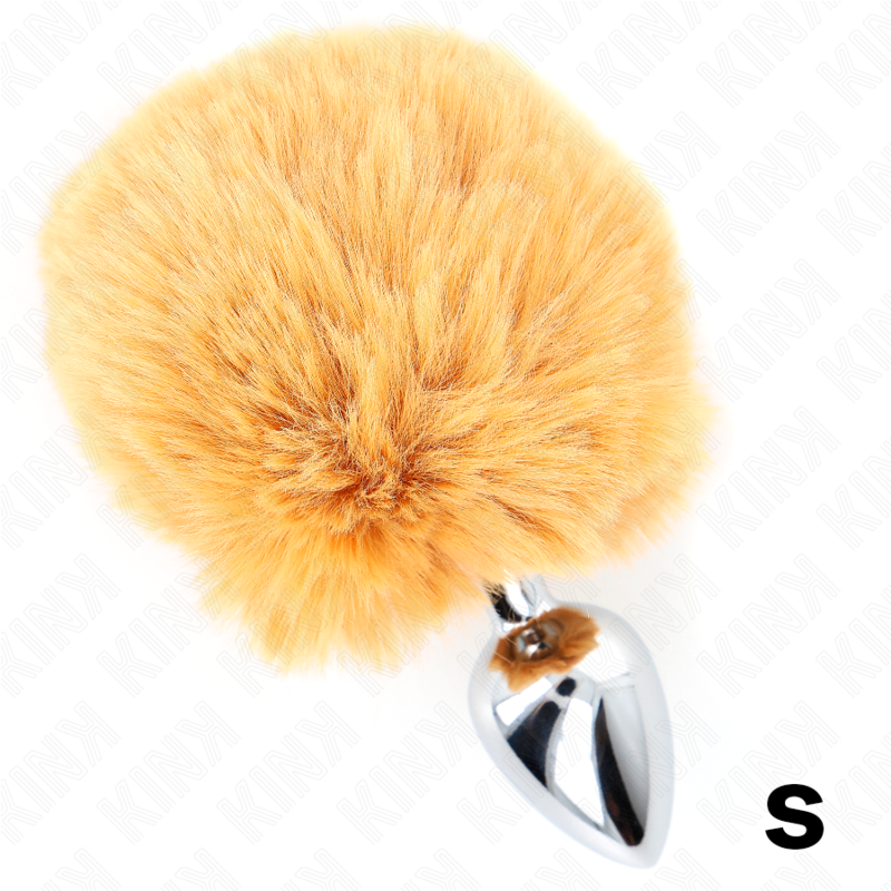 KINK - STAINLESS STEEL PLUG 7 x 3 CM WITH BEIGE FAUX FUR RABBIT TAIL 8 CM - NOCTURNA DESIRES