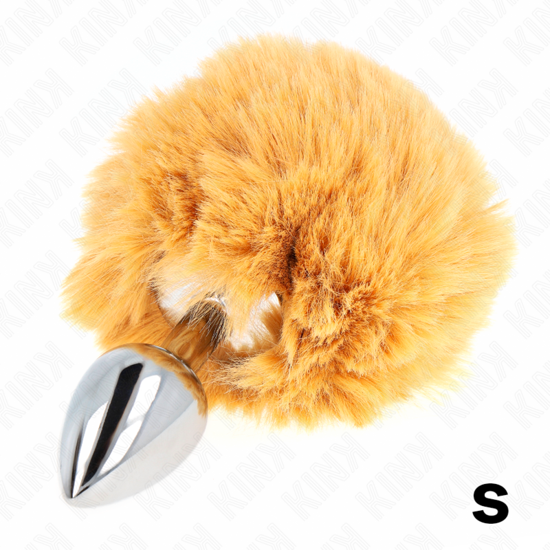 KINK - STAINLESS STEEL PLUG 7 x 3 CM WITH BEIGE FAUX FUR RABBIT TAIL 8 CM - NOCTURNA DESIRES