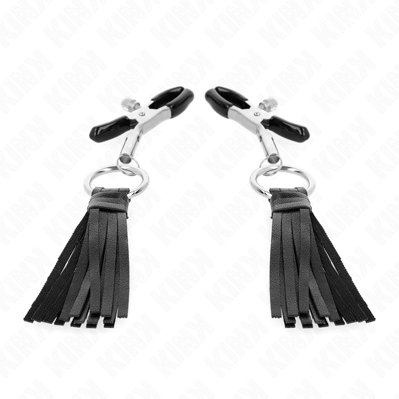 KINK - LEATHERETTE TASSEL NIPPLE CLAMPS 6 CM - NOCTURNA DESIRES