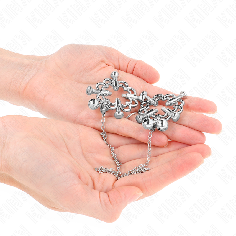 KINK - METAL FLOWER NIPPLE CLAMPS WITH CHAIN - NOCTURNA DESIRES