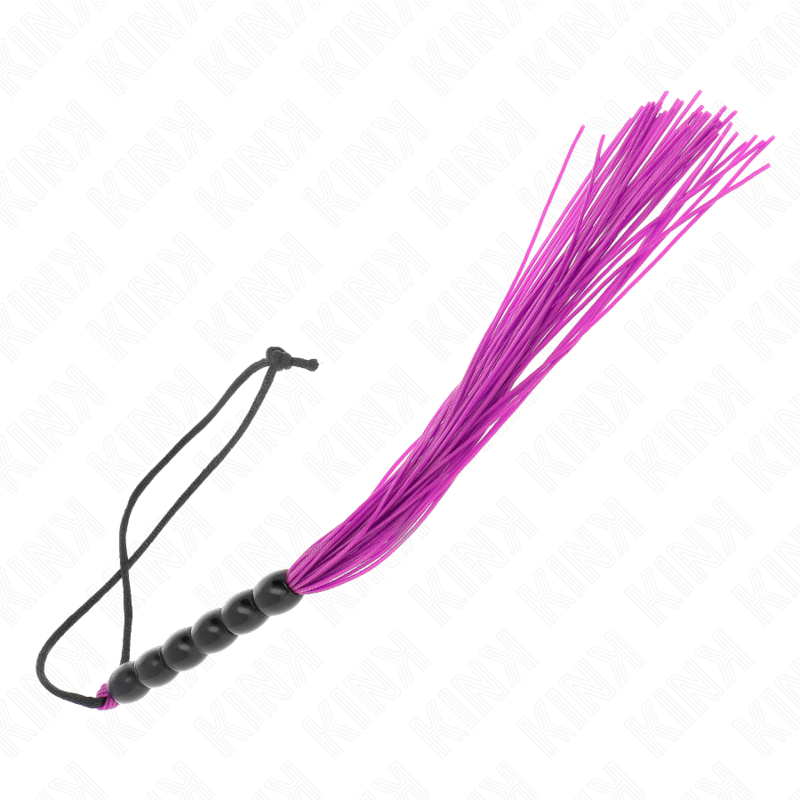KINK - MINI SILICONE WHIP WITH 6 PURPLE BEADS 26 CM - NOCTURNA DESIRES