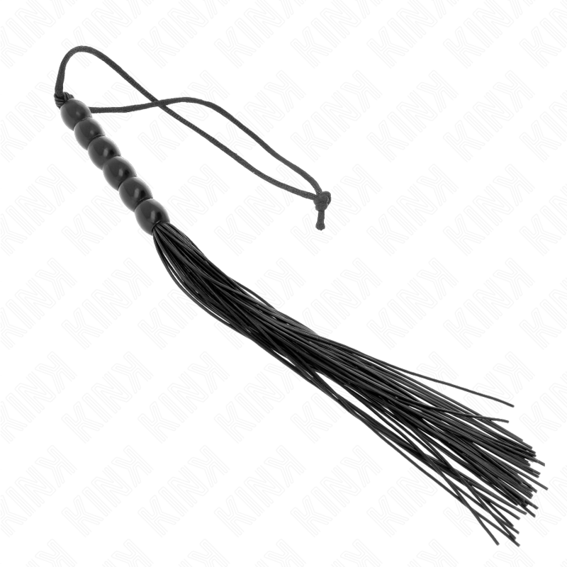 KINK - MINI SILICONE WHIP WITH 6 BLACK BEADS 26 CM - NOCTURNA DESIRES