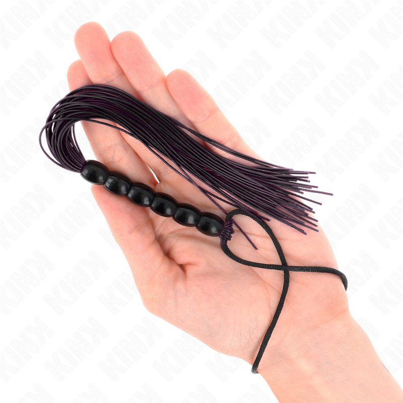 KINK - MINI SILICONE WHIP WITH 6 BLACK BEADS 26 CM - NOCTURNA DESIRES