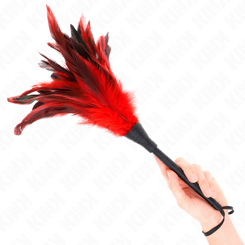 KINK - RED MAIDS HORN SHAPED TICKLE CHICKEN FEATHERS 36 CM - NOCTURNA DESIRES