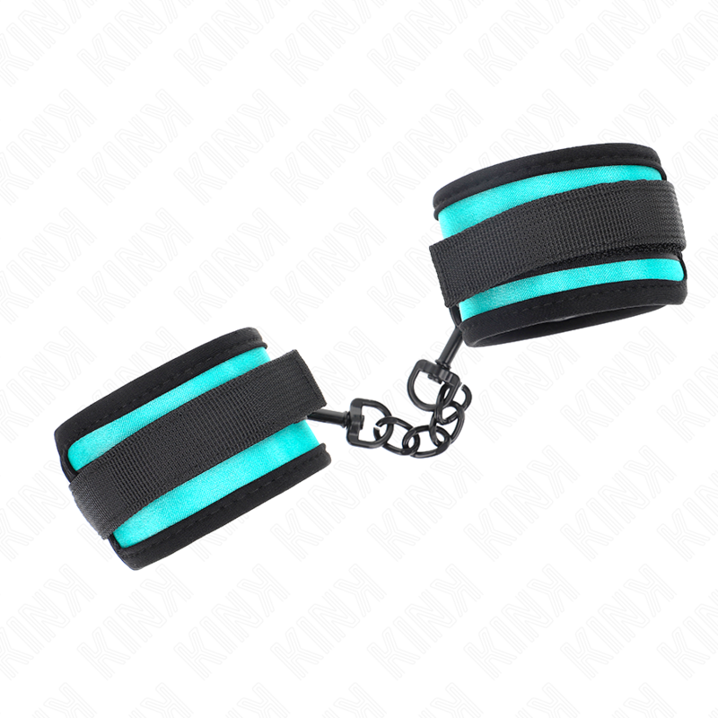KINK - HOOK AND LOOP NYLON BIND WRIST RESTRAINTS BLACK-BLUE ADJUSTABLE 18-32 CM X 5 CM - NOCTURNA DESIRES