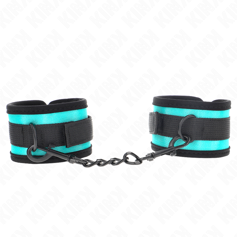KINK - HOOK AND LOOP NYLON BIND WRIST RESTRAINTS BLACK-BLUE ADJUSTABLE 18-32 CM X 5 CM - NOCTURNA DESIRES
