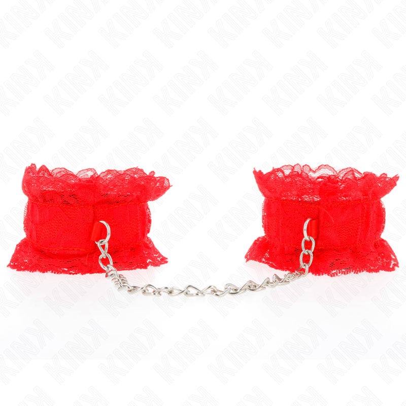 KINK - LACE ELASTIC WRIST RESTRAINTS RED - NOCTURNA DESIRES