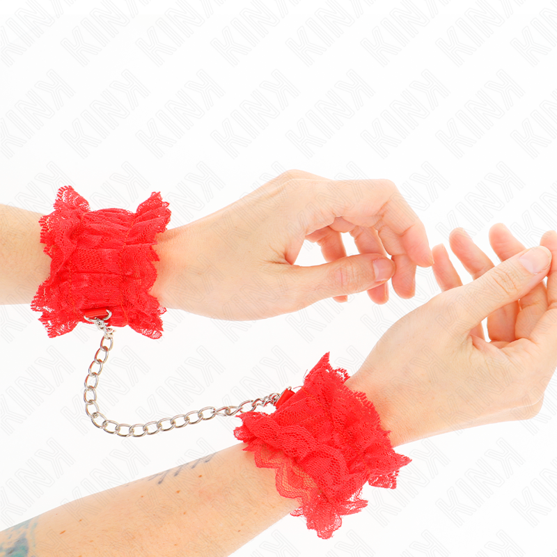 KINK - LACE ELASTIC WRIST RESTRAINTS RED - NOCTURNA DESIRES