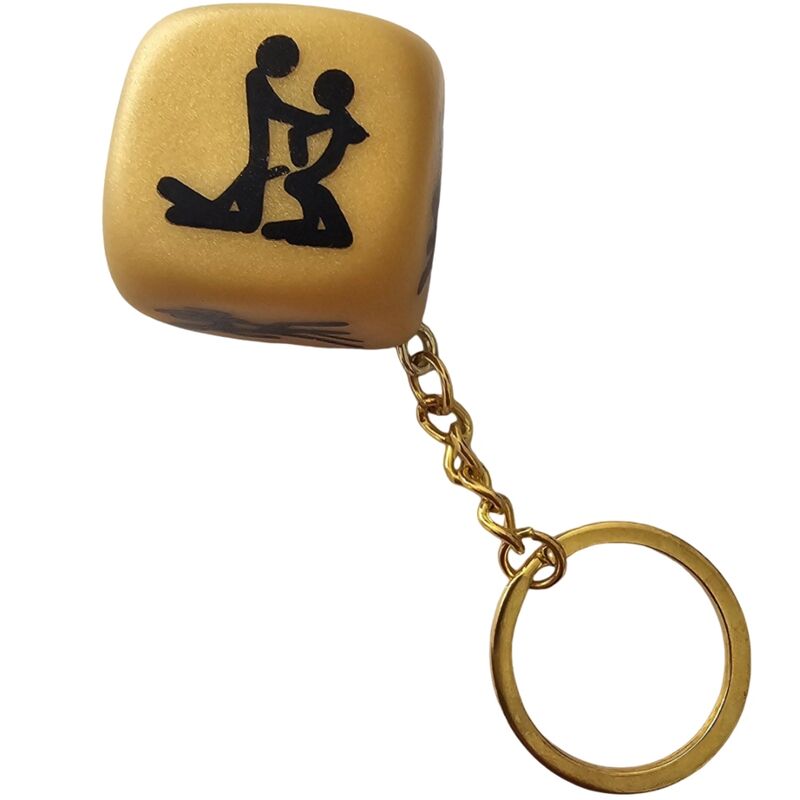 DIABLO PICANTE - GOLDEN DICE KEYCHAIN WITH POSES - NOCTURNA DESIRES