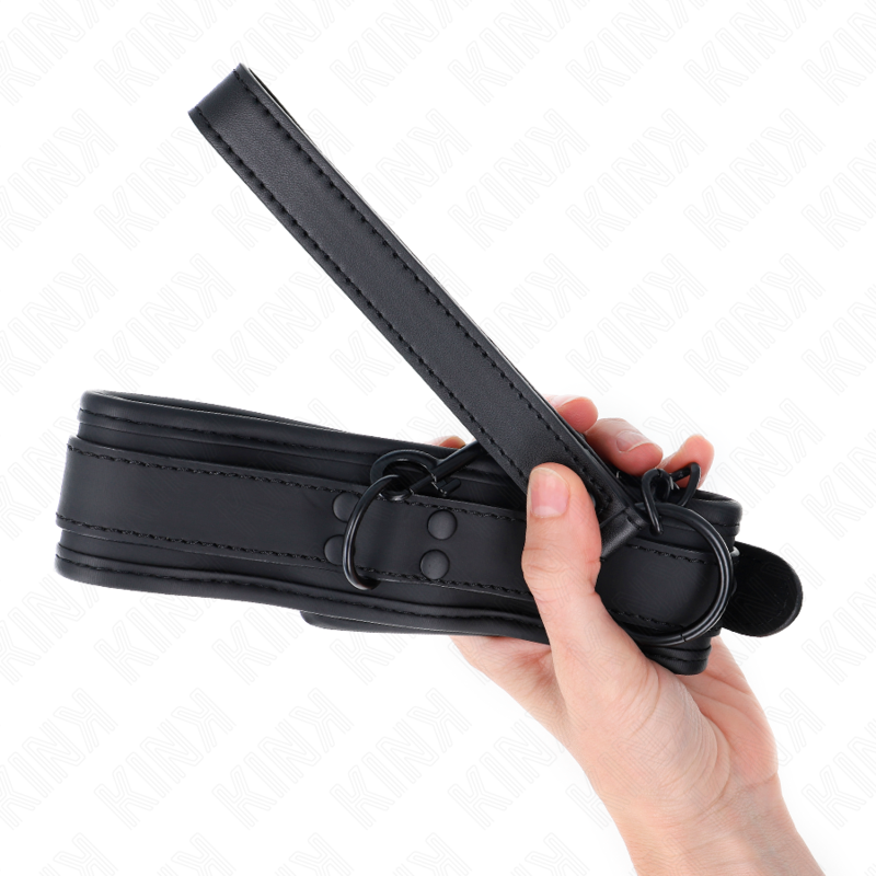 KINK - NEOPRENE BONDAGE COLLAR MODEL 1 WITH BELT 78 CM ADJUSTABLE 37.5 X 49.5 CM - NOCTURNA DESIRES