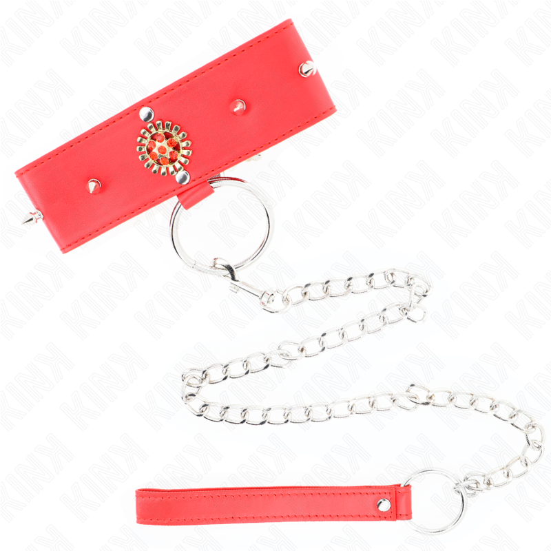 KINK - RED DIAMOND NECKLACE WITH BELT 65 CM AJDUSTABLE 35-51 CM X 7 CM - NOCTURNA DESIRES