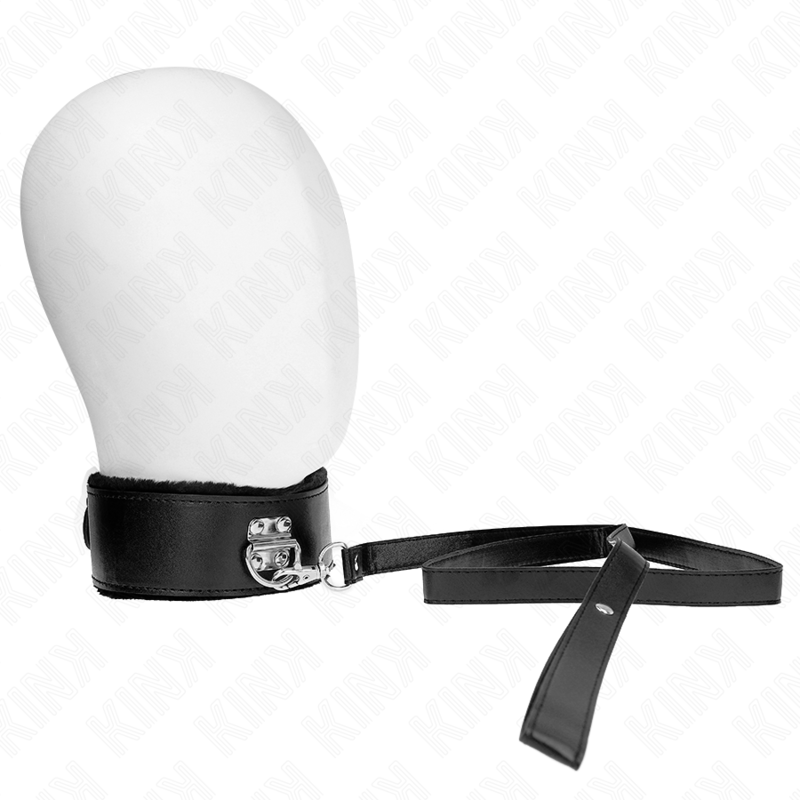 KINK - NECKLACE WITH LEASH 116 CM WITH SILVER STUDS MODEL 4 BLACK ADJUSTABLE 40-48 CM X 6 CM - NOCTURNA DESIRES