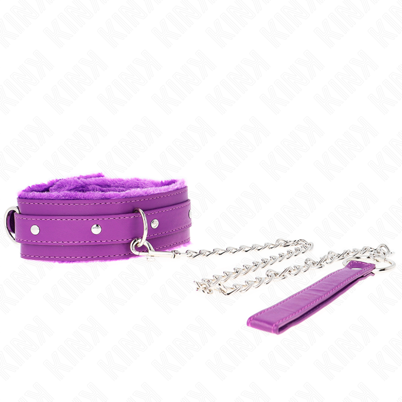 KINK - COLLAR WITH LEASH 65 CM WITH RESTRICTIONS PURPLE 36-42 CM X 5.5 CM - NOCTURNA DESIRES