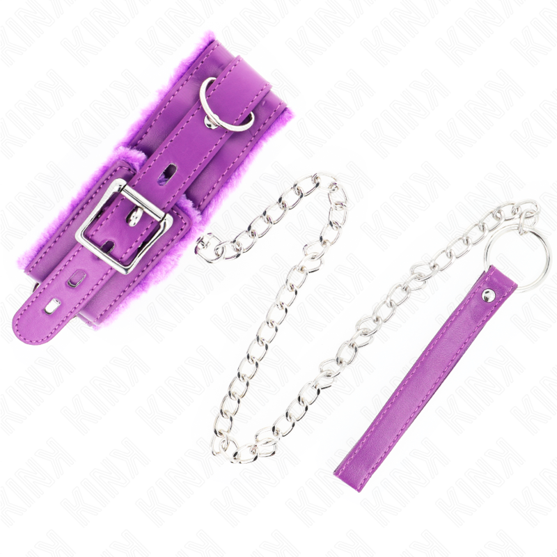 KINK - COLLAR WITH LEASH 65 CM WITH RESTRICTIONS PURPLE 36-42 CM X 5.5 CM - NOCTURNA DESIRES