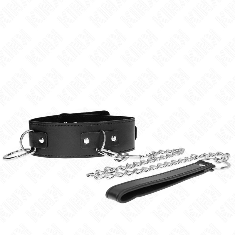 KINK - NECKLACE WITH LEASH 65 CM 3 RING MODEL 2 ADJUSTABLE 36-43 CM X 5 CM - NOCTURNA DESIRES
