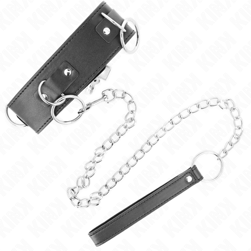 KINK - NECKLACE WITH LEASH 65 CM 3 RING MODEL 2 ADJUSTABLE 36-43 CM X 5 CM - NOCTURNA DESIRES
