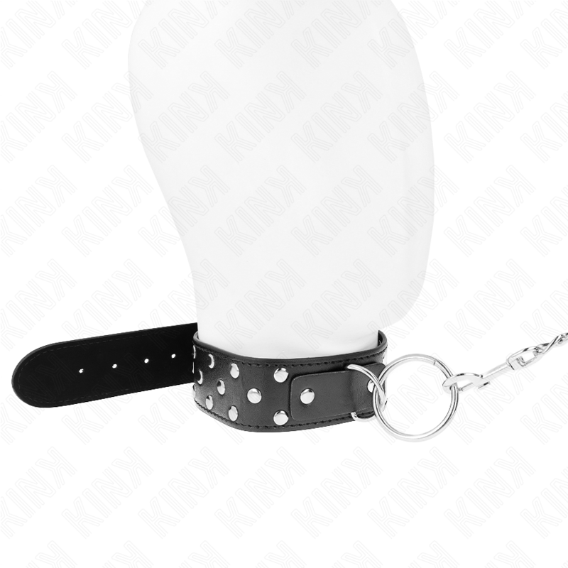 KINK - RING RIVET STRAP NECKLACE WITH BELT 65 CM BLACK ADJUSTABLE 36-50 CM X 3.8 CM - NOCTURNA DESIRES