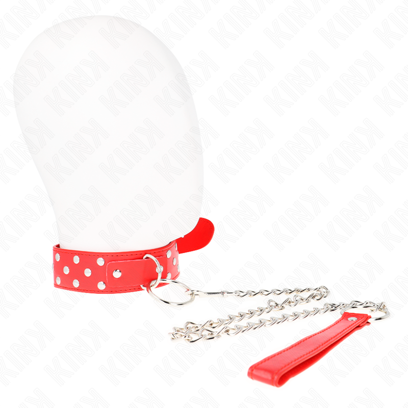 KINK - RING RIVET STRAP NECKLACE WITH BELT 65 CM RED ADJUSTABLE 36-50 CM X 3.8 CM - NOCTURNA DESIRES