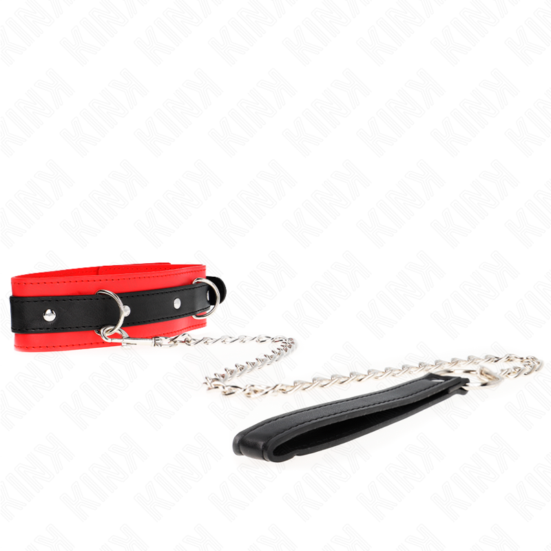 KINK - BASIC MODEL COLLAR WITH LEASH 65 CM MODEL 3 RED 53 X 5 CM - NOCTURNA DESIRES
