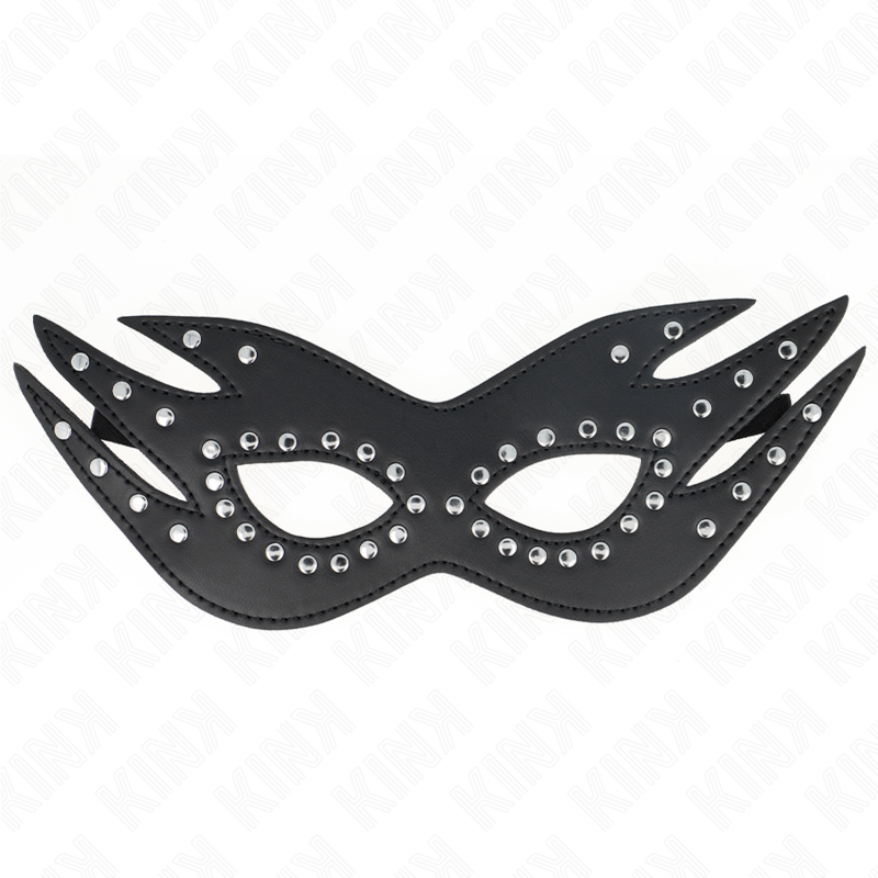 KINK - LEATHERETTE MASK WITH RIVETS MODEL 3 26 x 9.5 CM - NOCTURNA DESIRES