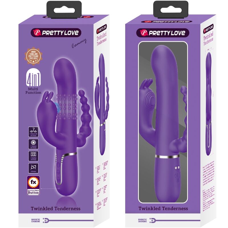 PRETTY LOVE - CAMMY TRIPLE VIBRATOR MULTIFUNCTION 4 IN 1 PURPLE - NOCTURNA DESIRES