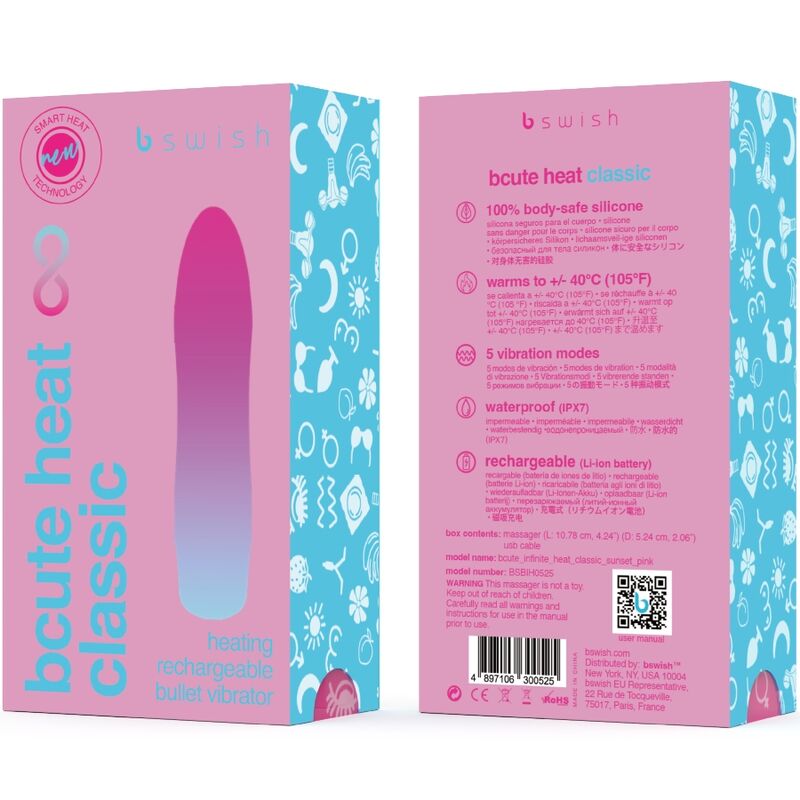 B SWISH - BCUTE INFINITE HEAT CLASSIC HEATABLE VIBRATOR PINK - NOCTURNA DESIRES