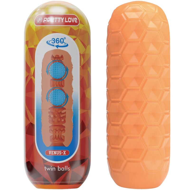PRETTY LOVE - TWIN BALLS MALE MASTURBATOR ORANGE - NOCTURNA DESIRES