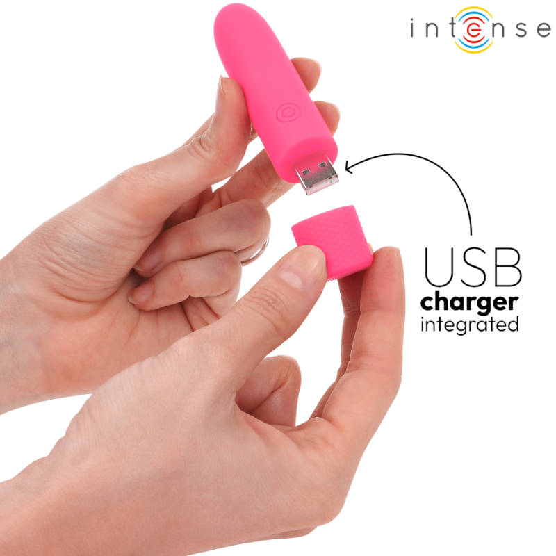 INTENSE - SYMONE USB RECHARGEABLE VIBRATING BULLET 8 VIBRATIONS PINK 10 X 2.2 CM - NOCTURNA DESIRES