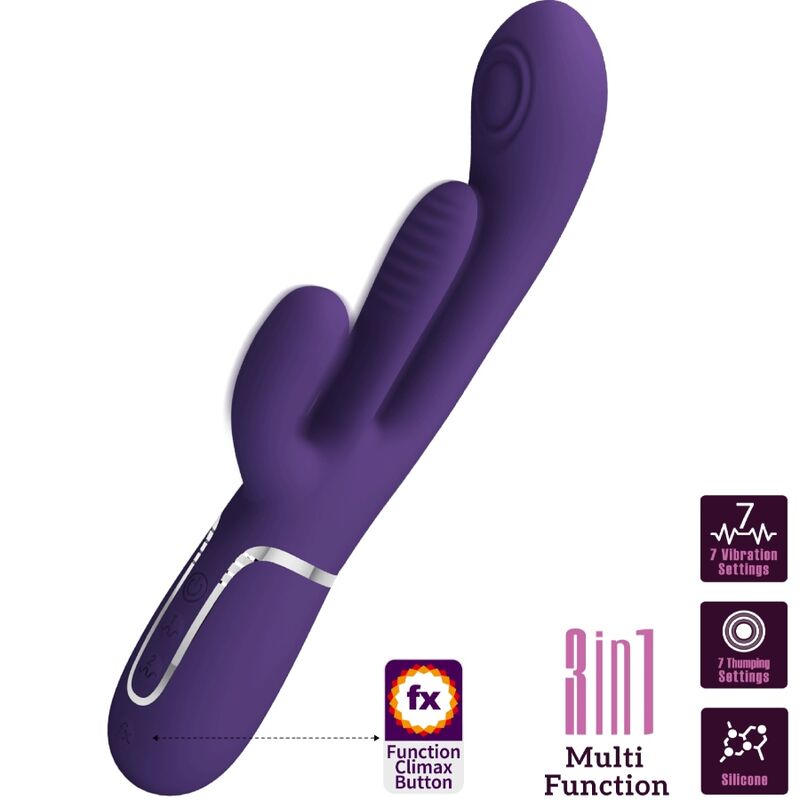 PRETTY LOVE - SHANIA TRIPLE RABBIT VIBRATOR MULTIFUNCTION PURPLE - NOCTURNA DESIRES