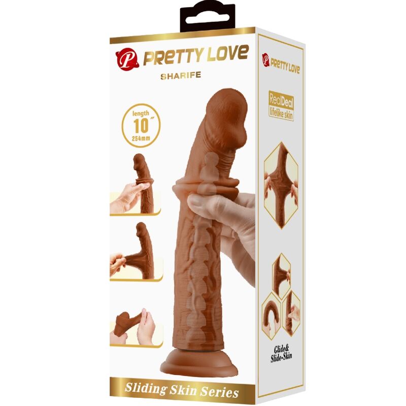 PRETTY LOVE - SHARIFE REALISTIC DILDO 25 CM BROWN - NOCTURNA DESIRES