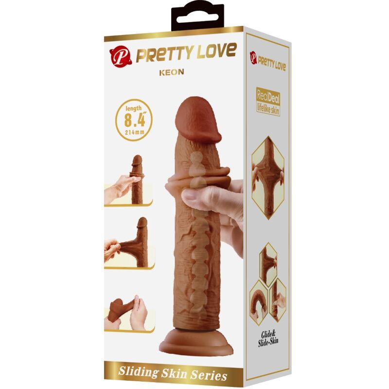PRETTY LOVE - KEON REALISTIC DILDO 21 CM BROWN - NOCTURNA DESIRES