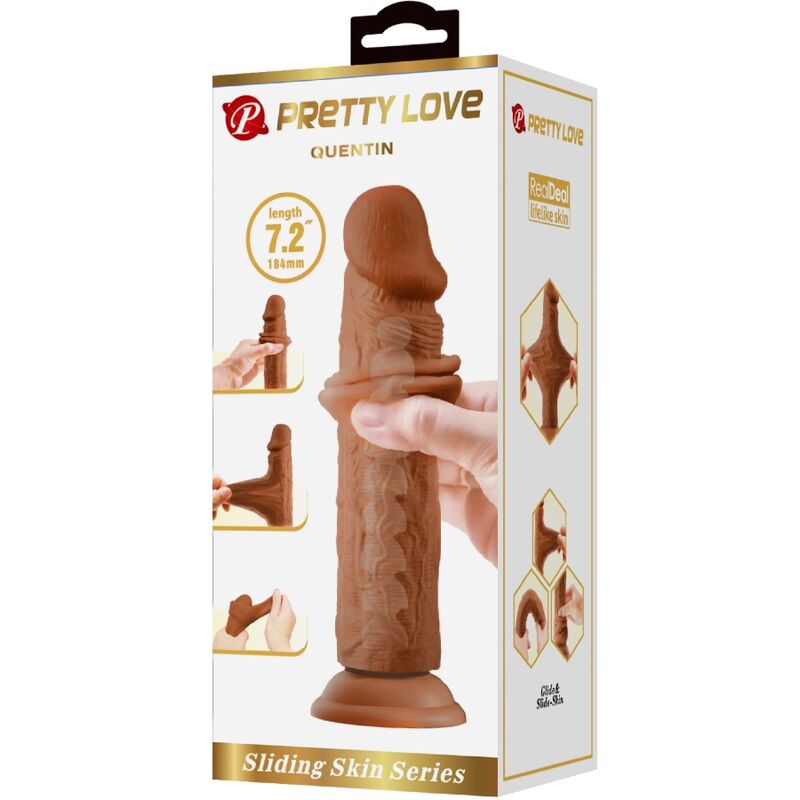 PRETTY LOVE - QUENTIN REALISTIC DILDO 18 CM BROWN - NOCTURNA DESIRES