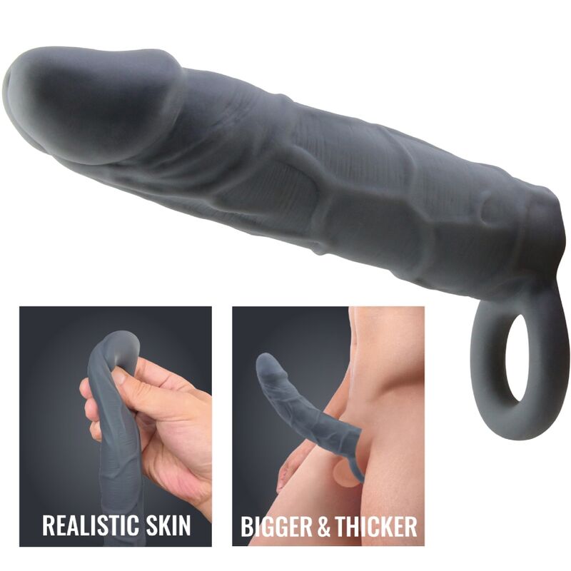 PRETTY LOVE - REALISTIC SKIN PENIS SLEEVE DARK GREY - NOCTURNA DESIRES