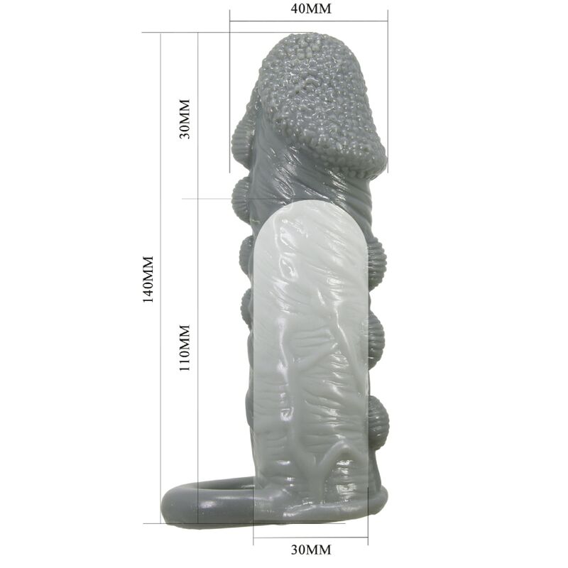 PRETTY LOVE - REALISTIC PENIS ENLARGER AND DELAY SLEEVE GREY - NOCTURNA DESIRES
