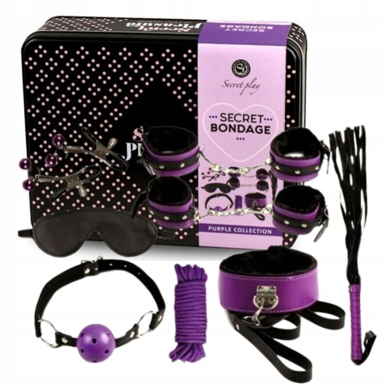 SECRETPLAY - BDSM SET 8PCS PURBLE /BLACK SECRETPLAY 100% FETISH NOCTURNA DESIRES