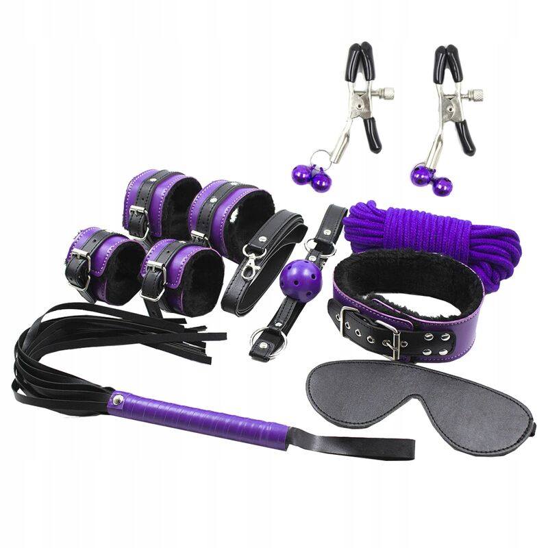 SECRETPLAY - BDSM SET 8PCS PURBLE /BLACK SECRETPLAY 100% FETISH NOCTURNA DESIRES