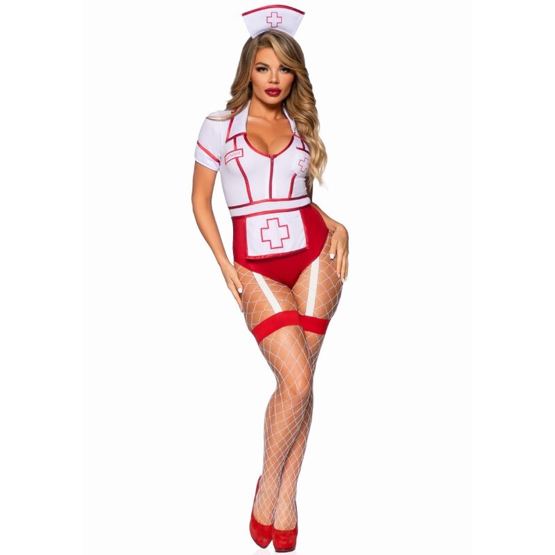 LEG AVENUE - SEXY NURSE COSTUME RED/WHITE S - NOCTURNA DESIRES