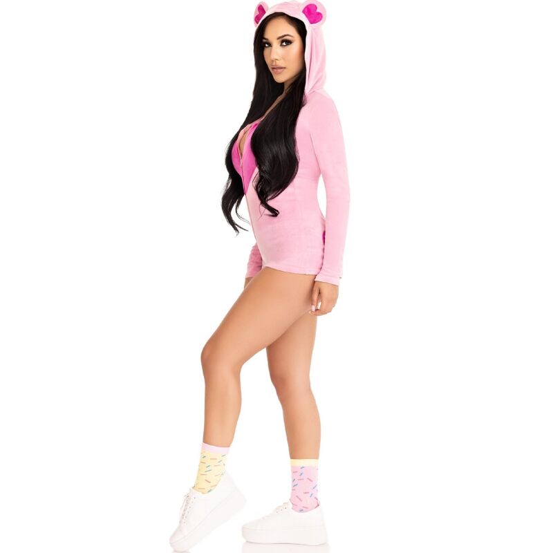LEG AVENUE - TEDDY BEAR VELVET BODYSUIT PINK S - NOCTURNA DESIRES