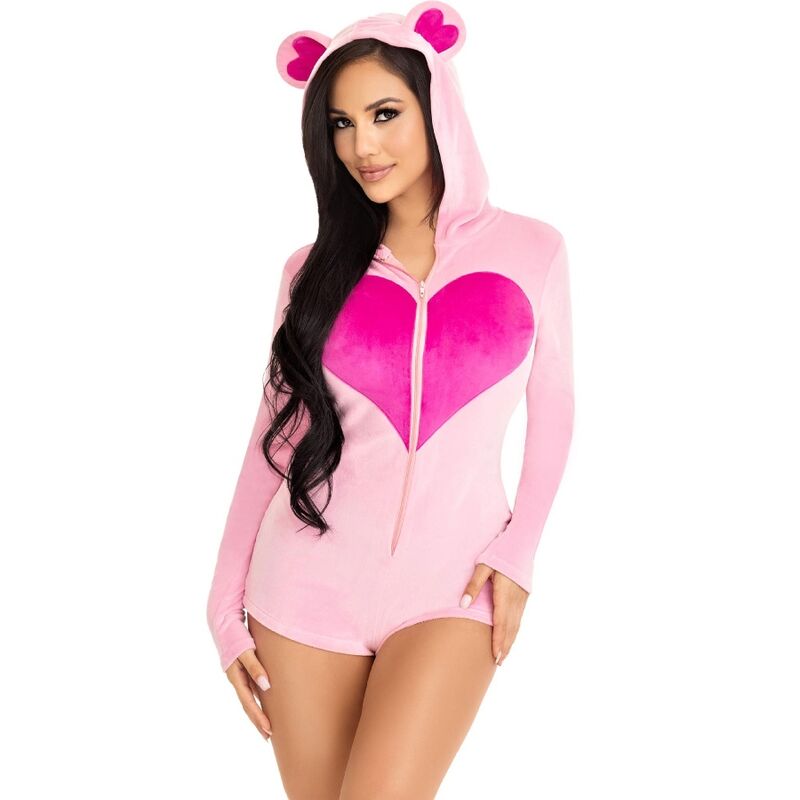 LEG AVENUE - TEDDY BEAR VELVET BODYSUIT PINK M - NOCTURNA DESIRES