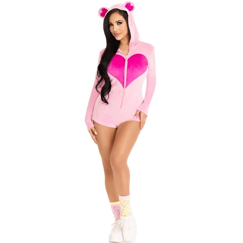 LEG AVENUE - TEDDY BEAR VELVET BODYSUIT PINK M - NOCTURNA DESIRES