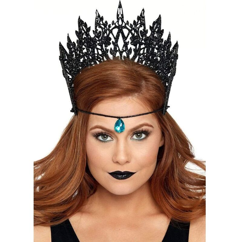 LEG AVENUE - CROWN WITH GLITTER AND JEWEL BLACK - NOCTURNA DESIRES