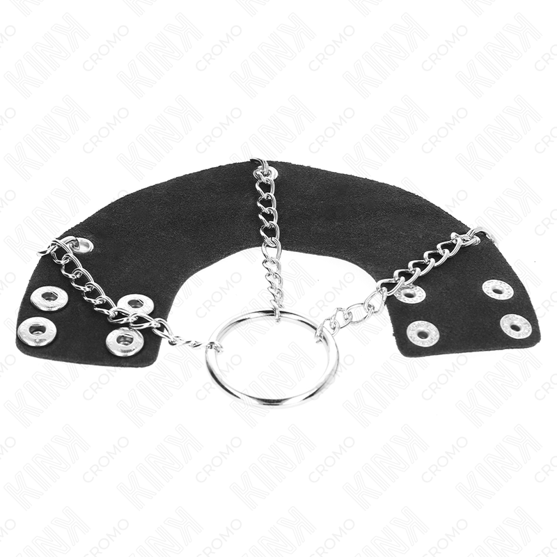 KINK - PENIS RING 4 CM CHAIN 7 CM METAL WITH LEATHER BELT - NOCTURNA DESIRES