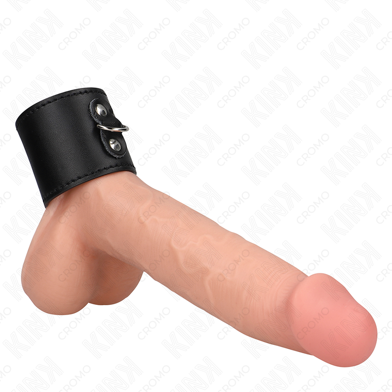KINK - LEATHER PENIS RING WITH PRESSURE CLOSURE 18 X 5 CM - NOCTURNA DESIRES